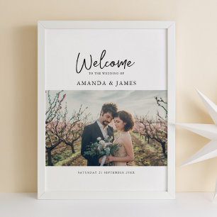 Poster Simple Moderne Calligraphie Photo Mariage Bienvenu