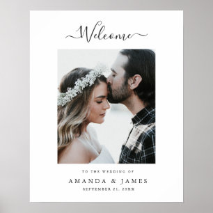 Poster Simple moderne Mariage noir et blanc Accueil