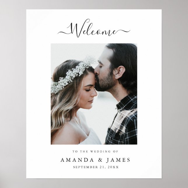 Poster Simple moderne Mariage noir et blanc Accueil (Devant)