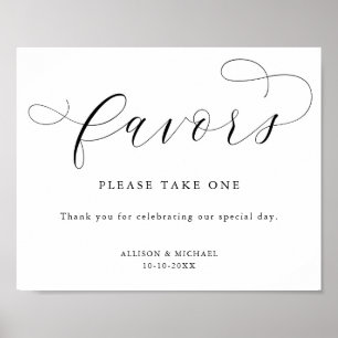 Poster Simple moderne noir blanc signe de faveurs