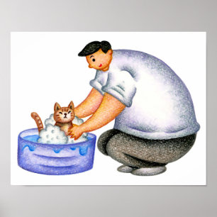 Poster Simple moment de bonheur dans le bain.