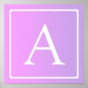 Poster Simple Monogram   Subtle Pink/Purple Ombre