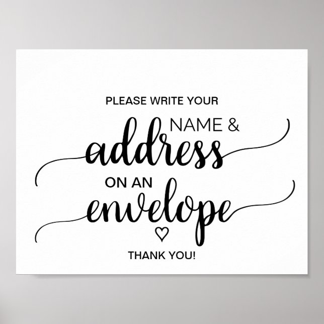 Poster Simple Noir Calligraphie Adresse Un Panneau Envelo (Devant)
