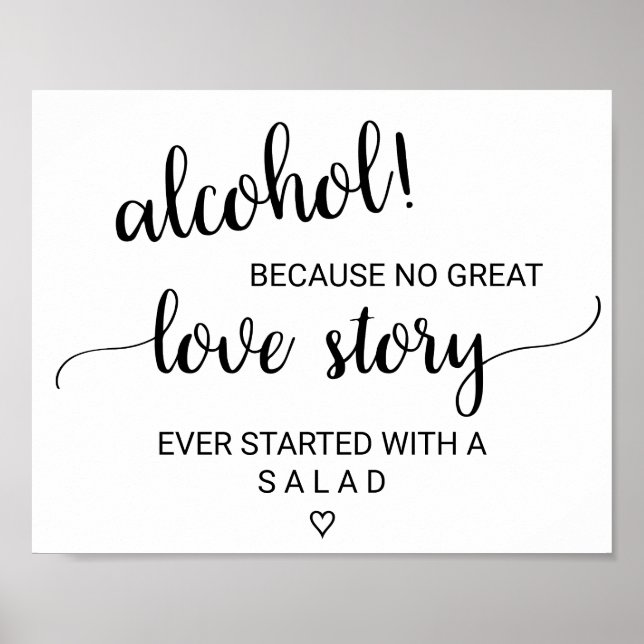 Poster Simple Noir Calligraphie Alcool Love Story Signe (Devant)