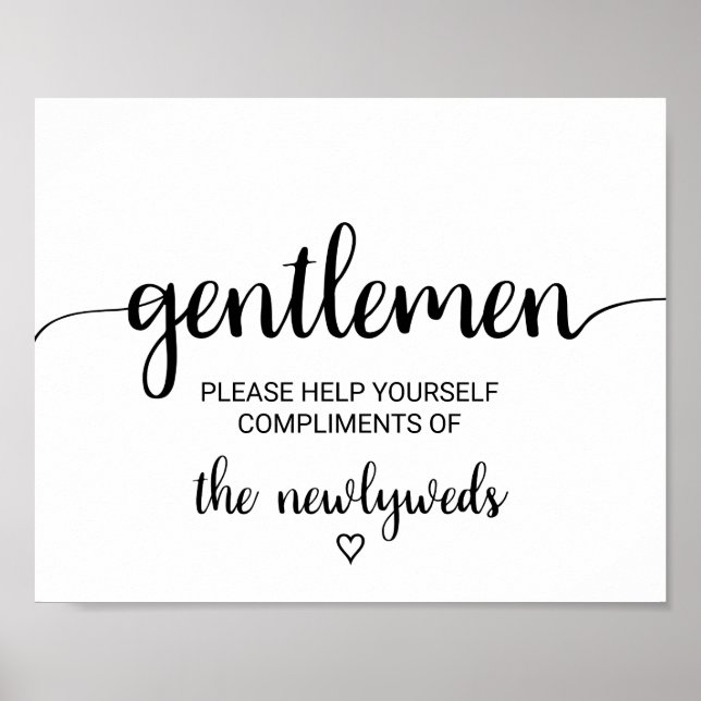 Poster Simple Noir Calligraphie Gentlemen Salle de bain S (Devant)