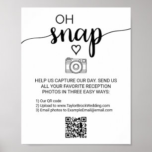 Poster Simple Noir Calligraphie Oh Snap QR Code Signal