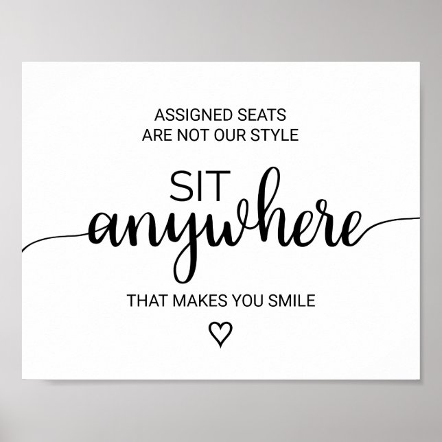 Poster Simple Noir Calligraphie Sit Anywhere (Devant)