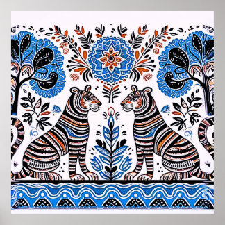 Poster simple peinture madhubani