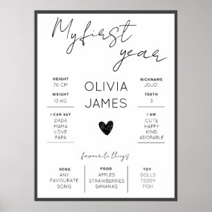 Poster Simple première année de premier anniversaire