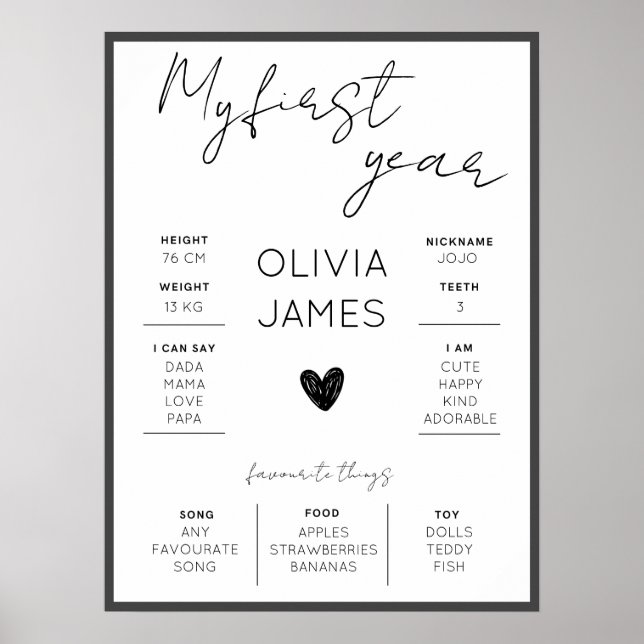 Poster Simple première année de premier anniversaire (Devant)