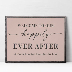 Poster Simple Rose Bienvenue À Notre Heureux Joyeux Jour 