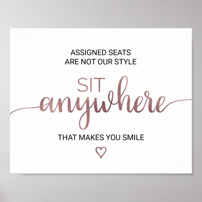 Poster Simple Rose Gold Calligraphy Sit Anywhere (Devant)