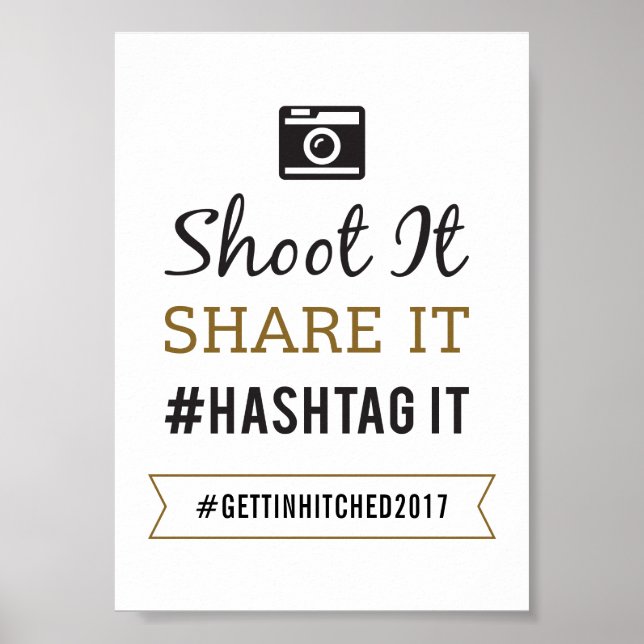 Poster Simple Russe Mariage 5x7 Hashtag (Devant)