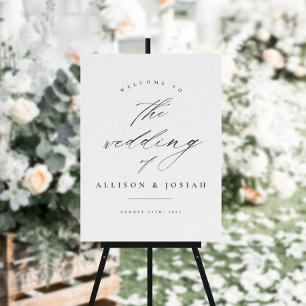 Poster Simple Script Mariage Budget Blanc Bienvenue