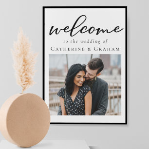 Poster Simple Typographie Photo de Bienvenue Mariage Noir