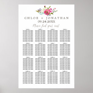 Poster Simple Watercolor Bouquet Wedding Seating Chart
