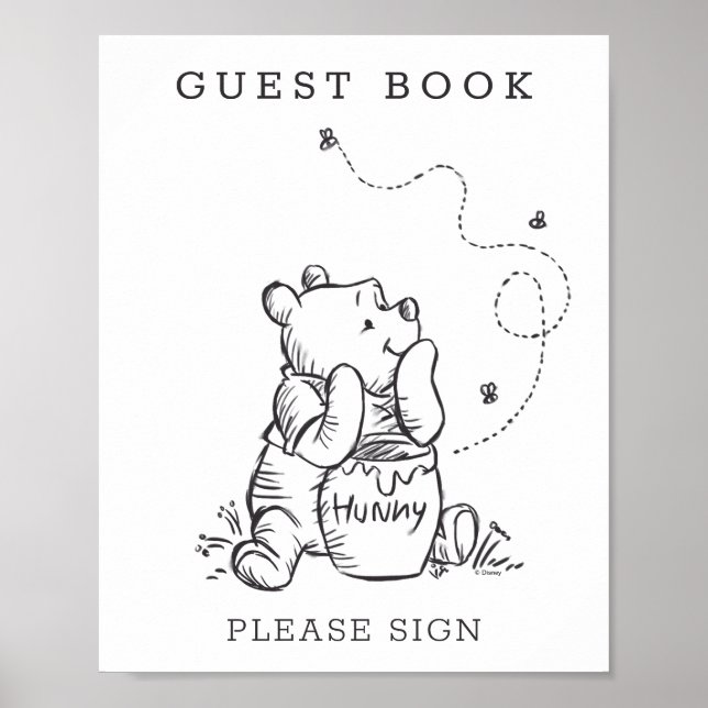 Poster Simple Winnie the Pooh Baby Shower (Devant)