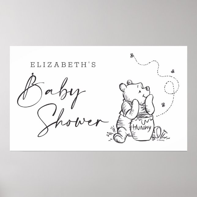 Poster Simple Winnie the Pooh Baby Shower (Devant)