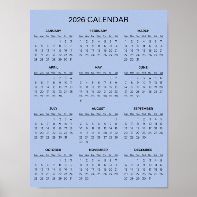 Poster Simple Yet Elegant 2026 Calendar |  (Devant)