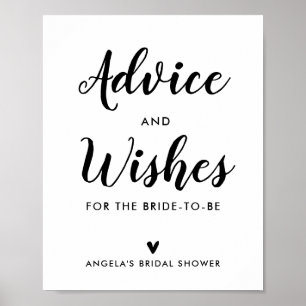 Poster Simples conseils de douche nuptiale et signe de vo