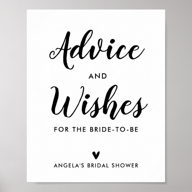 Poster Simples conseils de douche nuptiale et signe de vo (Devant)