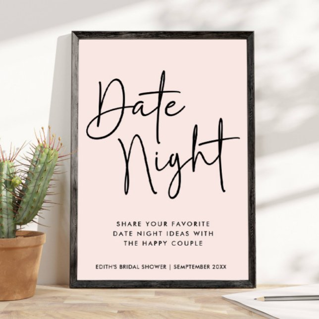 Poster Simplicité de la typographie manuscrite Date Jar d (date night jar bridal shower games)