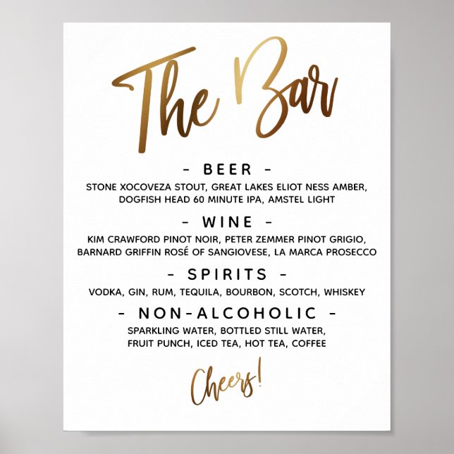 Poster Simplicité de la typographie manuscrite "Le Bar" (Devant)