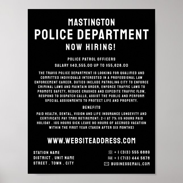 Poster Simply Bold, Police Officer Law Recrutement (Devant)