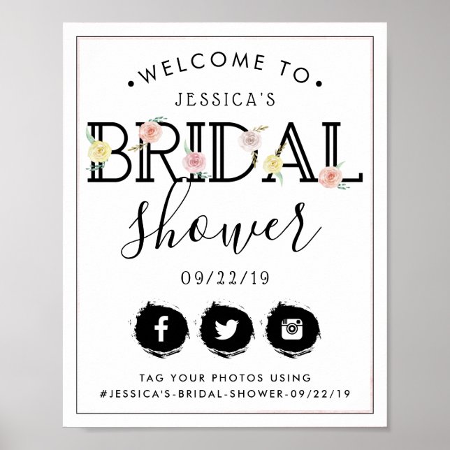 Poster Simply Chic Floral Garden Mariage Shower de bienve (Devant)