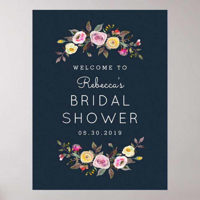 Poster Simply Pretty Party Wedding Shower Sign Print (Devant)