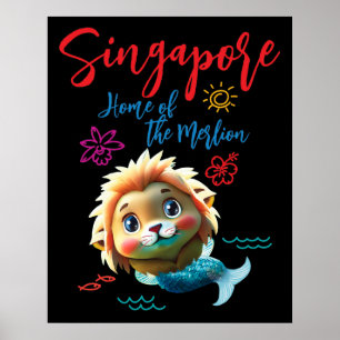 Poster Singapour Baby Merlion