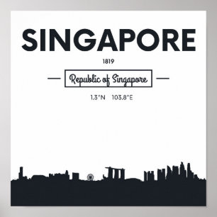 Poster Singapour, Chine   Coordonnées de la ville