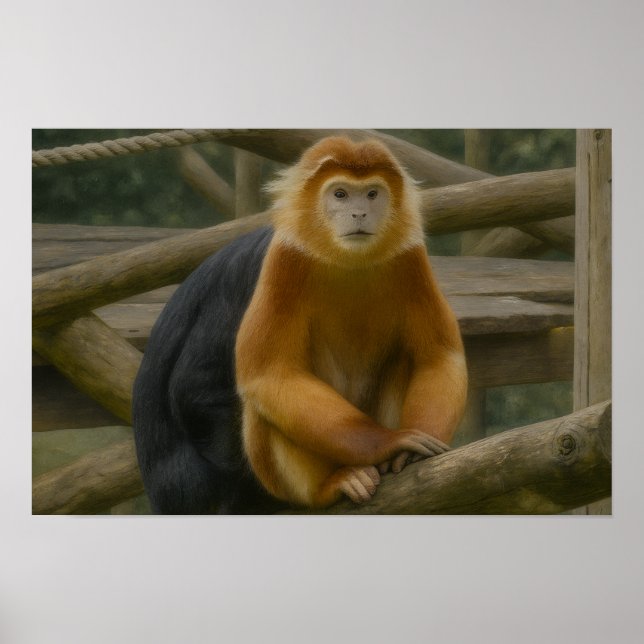 Poster Singe à nez serré dans le refuge des bois (Devant)