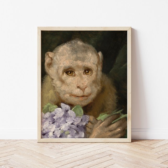 Poster Singe avec un bouquet de violettes | Gabriel von M (Créateur téléchargé)