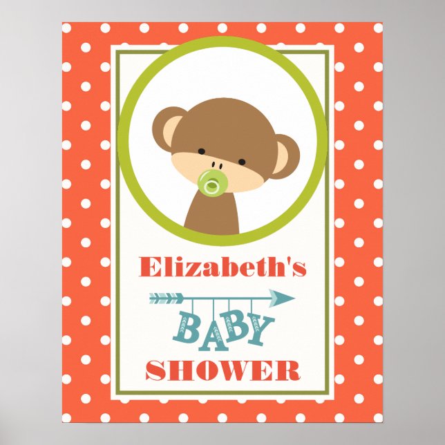 Poster Singe-bébé avec un Baby shower Pacificateur (Devant)