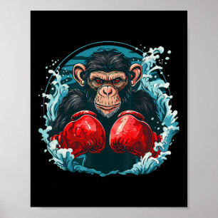 Poster Singe Boxer Avec Gants Boxer Kickboxing Funny B