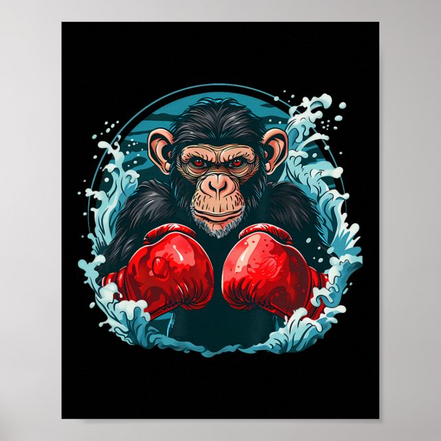 Poster Singe Boxer Avec Gants Boxer Kickboxing Funny B (Devant)