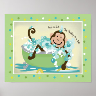 Poster Singe dans la salle de bain à remous Art Imprimer 