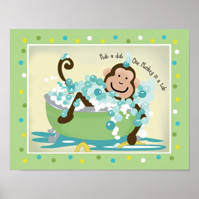 Poster Singe dans la salle de bain à remous Art Imprimer  (Devant)
