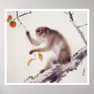 Poster Singe dans un arbre persimmon