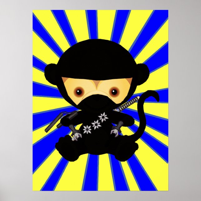 Poster Singe de Cute kawaii ninja (Devant)
