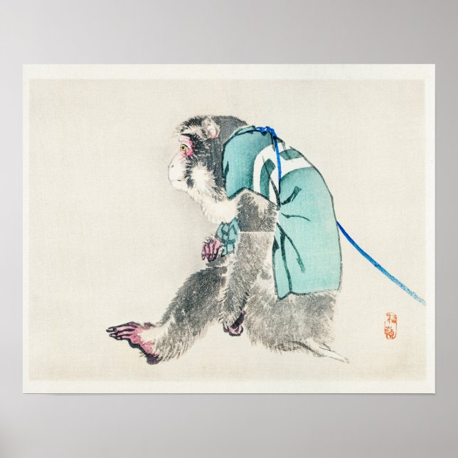 Poster Singe par Kōno Bairei (1844-1895) (Devant)