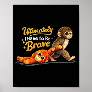 Poster singe rétro mignon coup de poing finalement doit ê