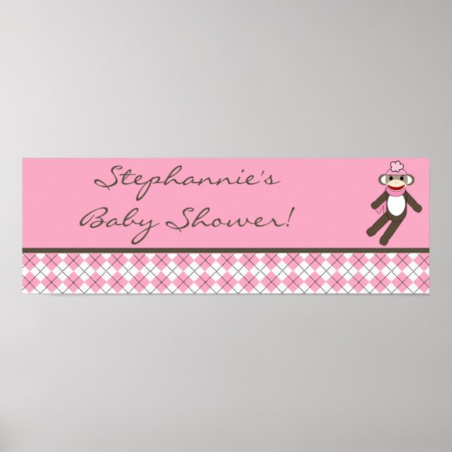 Poster Singe rose de 22,5 po x 7,5 po (Devant)