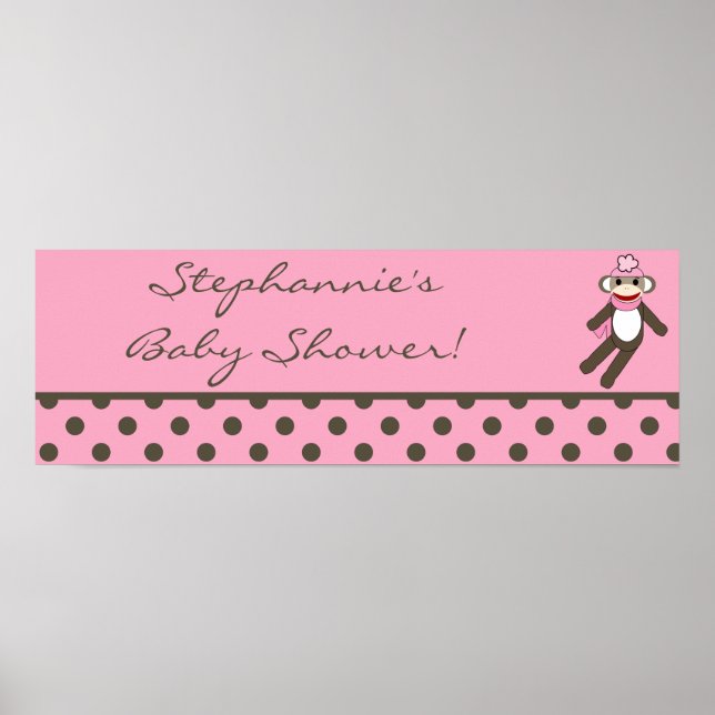 Poster Singe rose de 22,5 po x 7,5 po (Devant)