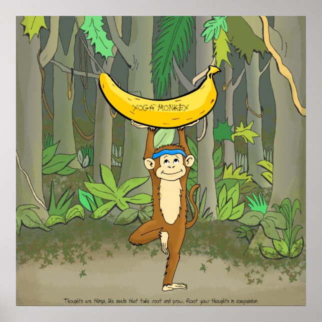 Poster Singe yoga (Devant)
