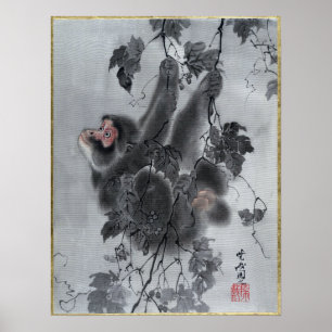 Poster Singes de Kawanabe Kyōsai