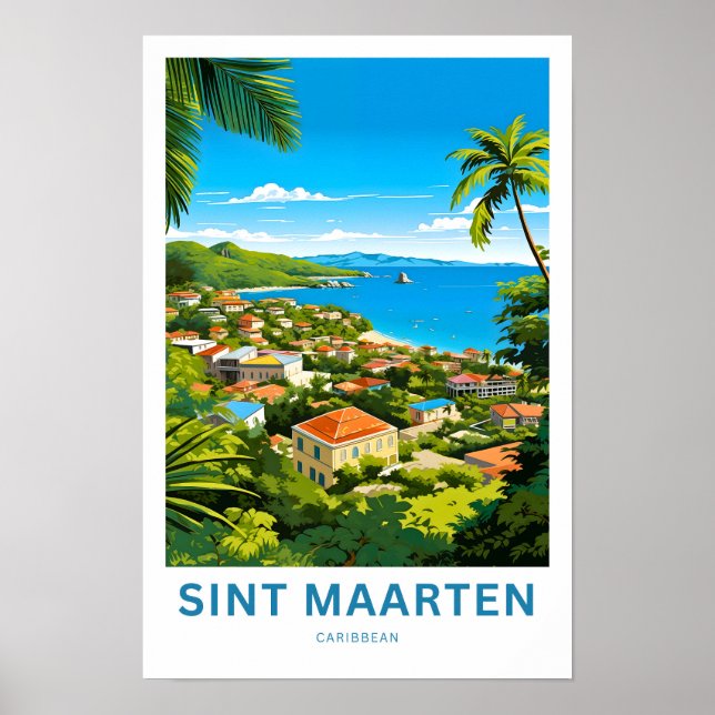 Poster Sint Maarten Caribbean Travel Print (Devant)