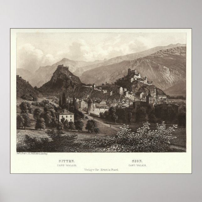 Poster Sion en Suisse de Antique Print (Devant)