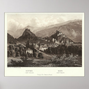 Poster Sion in Switzerland from Antique Print